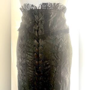 Lip Service Vintage Black Lace and Pleather PVC Corset Pencil Skirt